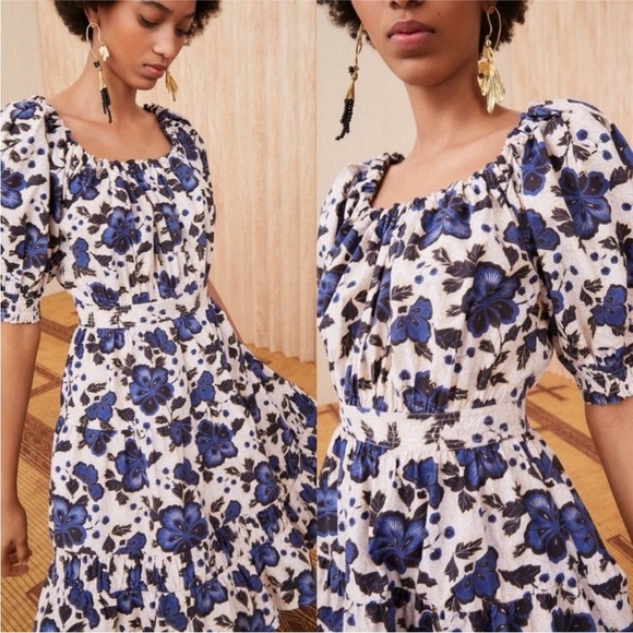 Ulla Johnson Celia Dress Lapis Floral Print Mini Capsule Puff Spring Size‎ 2 - Picture 1 of 17